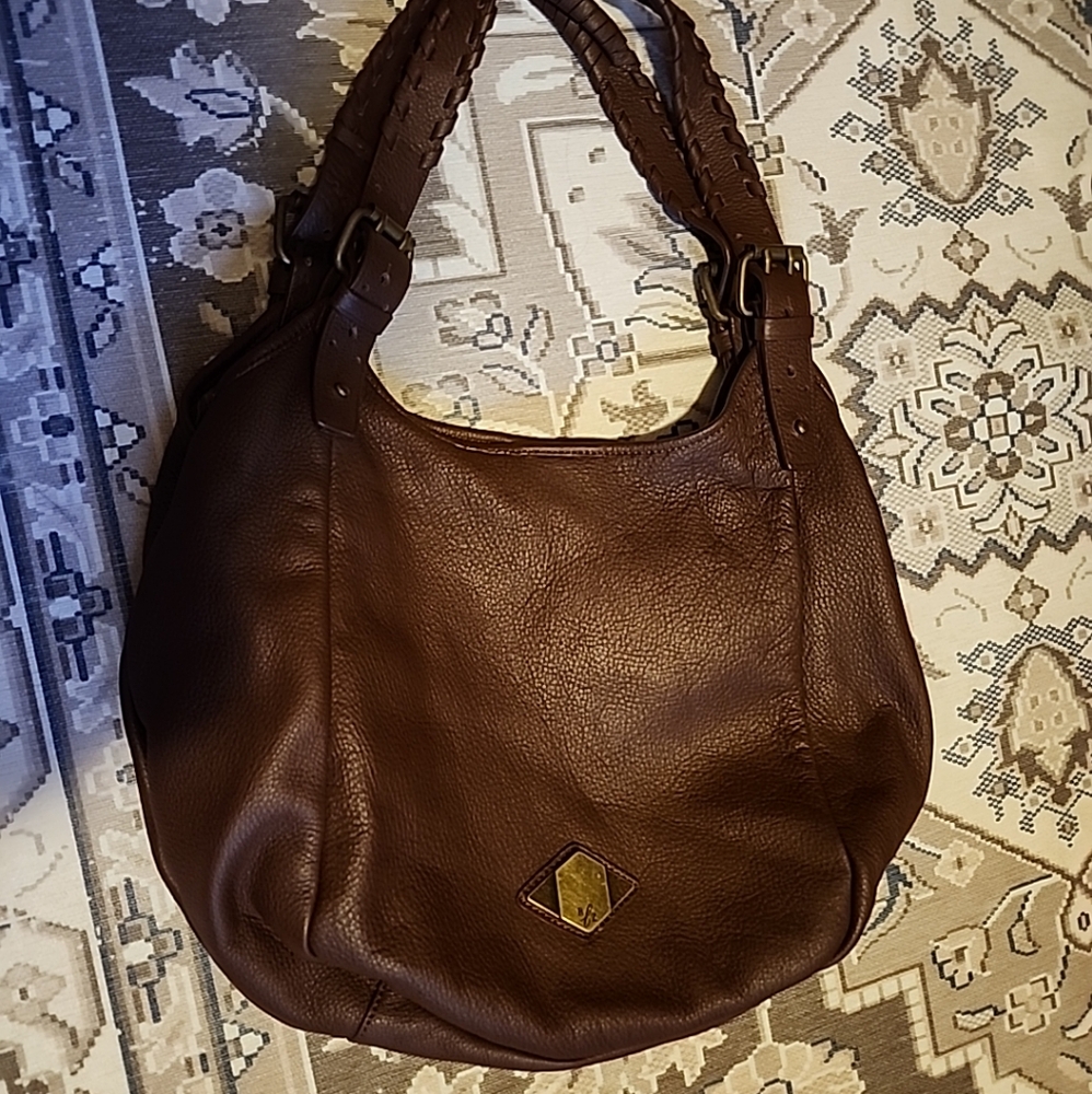 Luxe Rachel Zoe Brown Pebbled Leather Shoulder buckle bucket braided bag - Picture 16 of 16